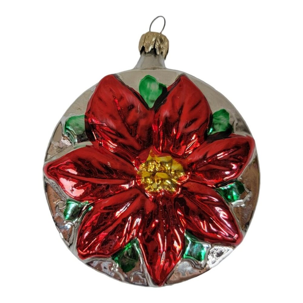 W. Germany Glass‎ Poinsetta Christmas Ornament # 517